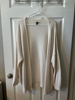 wild fable Cream Waffle Knit Open-Front Cardigan